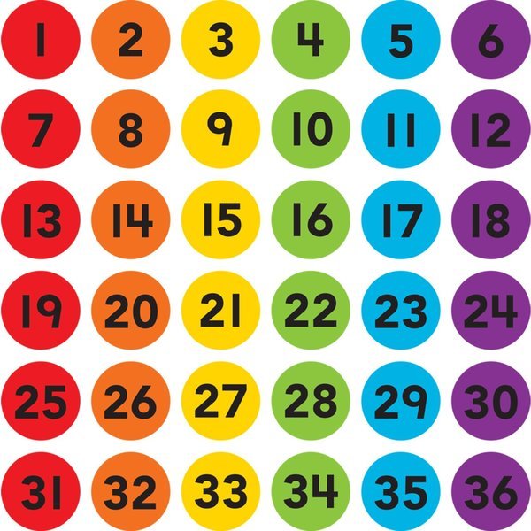 Spot On® Numbers 1–36 Carpet Markers Set, 4in, Teacher Created Resources, Mfr#: TCR77005