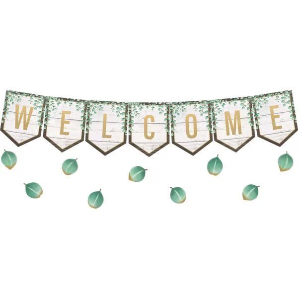 Eucalyptus Pennants Welcome Bulletin Board Set, Teacher Created Resources, Mfr#: TCR8472