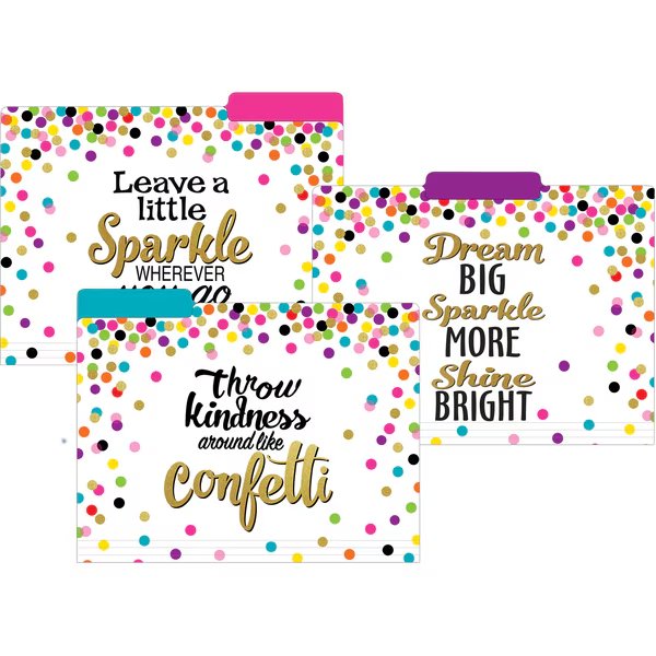 Confetti File Folders, Letter Size, PK24, Teacher Created Resources, Mfr#: TCR8536