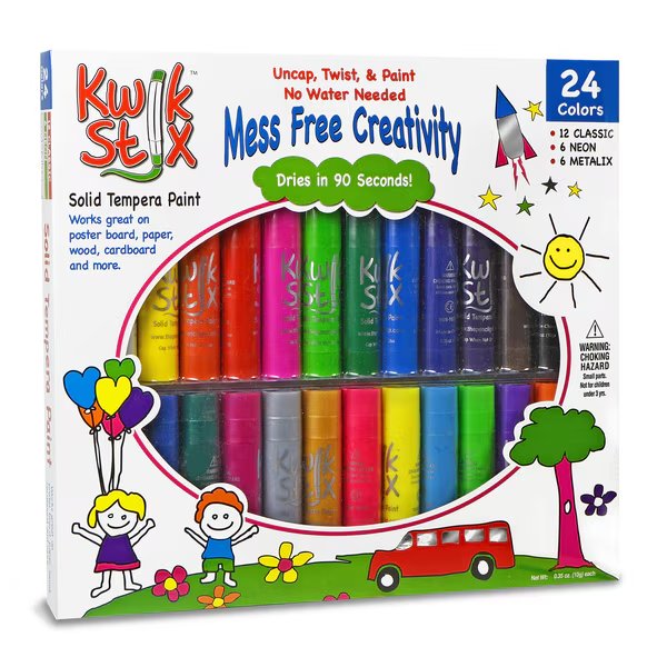 Kwik Stix™ Solid Tempera Paint Stick, Set of 24, The Pencil Grip, Mfr#: TPG-604