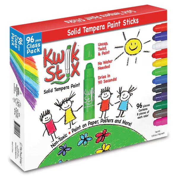 Kwik Stix™ Solid Tempera Paint Stick, Classic Colors, PK96, The Pencil Grip, Mfr#: TPG-696