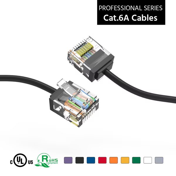 CAT6A UTP Super-Slim Ethernet Network Cable 32AWG- 5ft- Black, Bestlink Netware, Mfr#: 100295BK