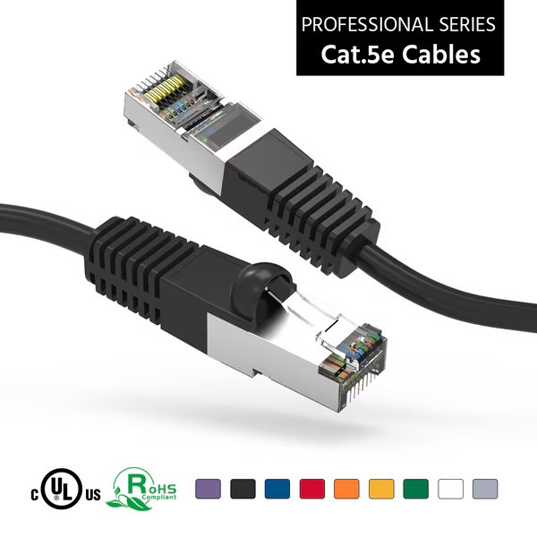 CAT5E Shielded (FTP) Ethernet Network Booted Cable- 15Ft- Black, Bestlink Netware, Mfr#: 100607BK