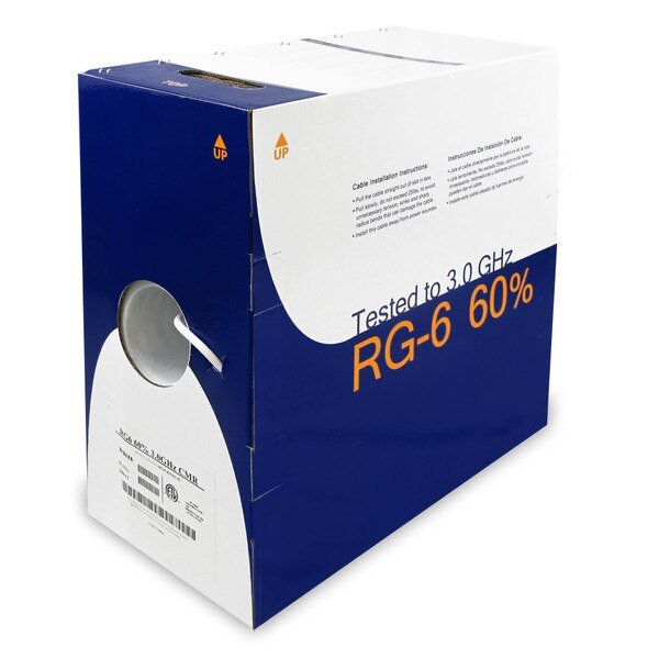 CMR CCS Dual Shield RG6/U Coax Cable, 60%- 1000Ft- White, Bestlink Netware, Mfr#: 202802WT