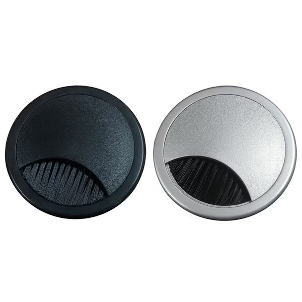 Plastic Brush 2.375" Desk Grommet- Silver, Electriduct, Mfr#: GR-ED-BR-2375-SV