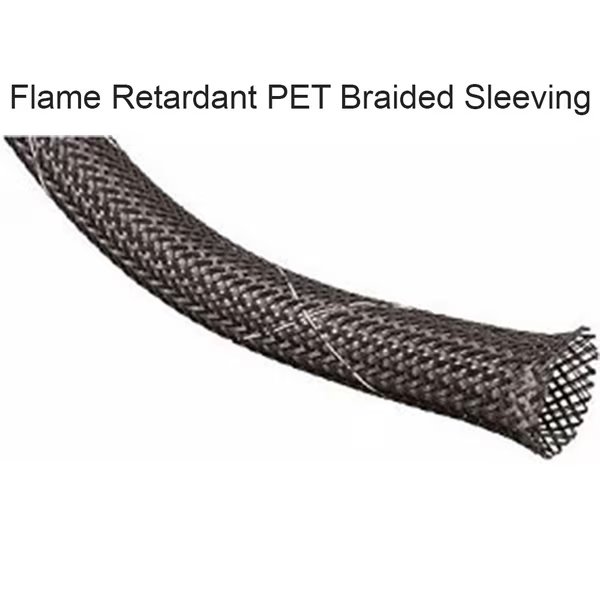 PET Flame Ret. Braided Sleeve- Black w/White Tracer- 1/2" x 100ft, Electriduct, Mfr#: BSFR-J-050-100-BK/WT