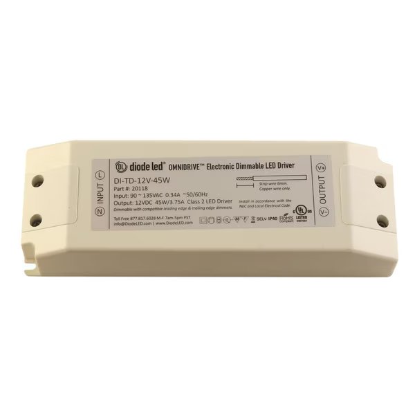 Electric Dimmable Driver, 24V - 45W, Diode Led, Mfr#: DI-TD-24V-45W