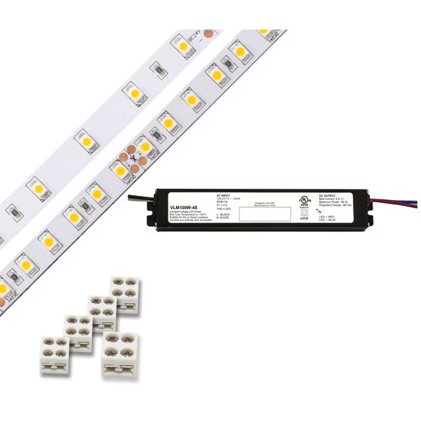 100 LED Tape Light 24V 6300K 16.4 ft. & 24VDC Driver, Diode Led, Mfr#: DI-KIT-24V-BC1CV60-6300