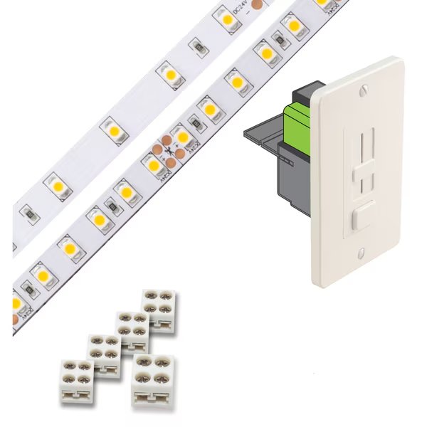 100 LED Tape Light 24V 3000K 16.4 ft. & Driver w/ Switch, Diode Led, Mfr#: DI-KIT-24V-BC1SX60-3000