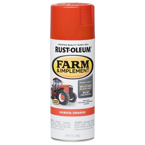 Farm & Implement Paint, Gloss, Kubota Orange, 1 gal, Rust-Oleum, Mfr#: 280142
