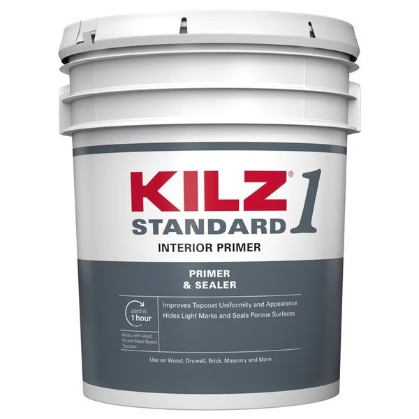Standard White Flat Water-Based Acrylic Primer and Sealer 5 gal, Kilz Premium, Mfr#: L201105