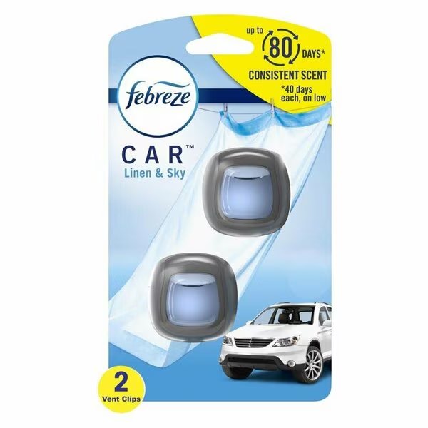 Linen and Sky Scent Car Air Freshener 0.06 oz Liquid 2 pk, 8PK, Febreze, Mfr#: 01052