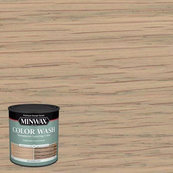 Design Series Color Wash Transparent Weathered Gray Water-Based Wood Stain 1 qt, Minwax, Mfr#: 400140000