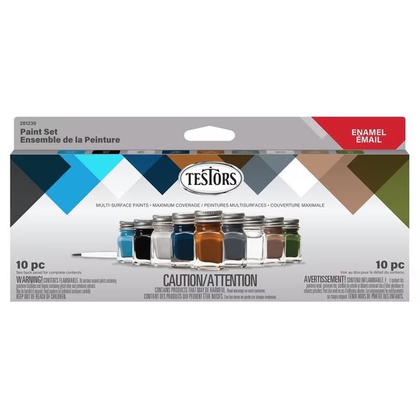 Military Assorted Solvent-Based Paint Set Exterior and Interior 0.25 oz, Testors, Mfr#: 281230