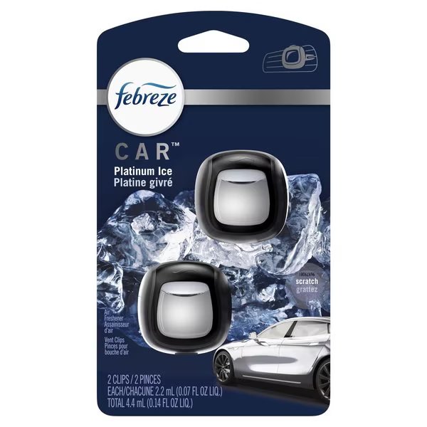 Car Platinum Ice Scent Vent Clip 0.07 oz Liquid , 2PK, Febreze, Mfr#: 01051
