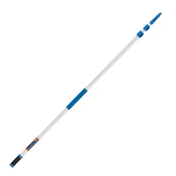 Telescoping 18 ft. L X 2 in. D Aluminum Extension Pole Blue/White, Unger, Mfr#: 972960