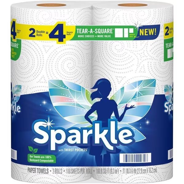 Sparkle Paper Towels, 2 PK, Sparkle, Mfr#: 22272