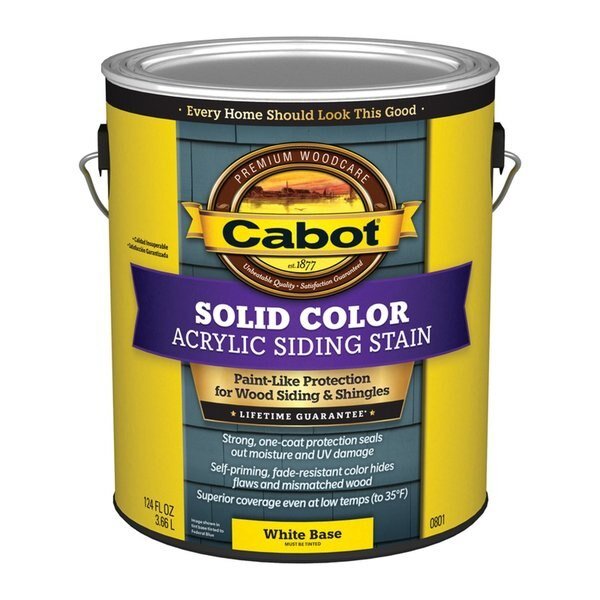 Solid Color Acrylic Siding Stain Solid Tintable White Base Acrylic Siding Stain 1 gal, Cabot, Mfr#: 140.0000801.007