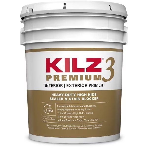 White Flat Water-Based Primer and Sealer 5 gal, Kilz Premium, Mfr#: 13000