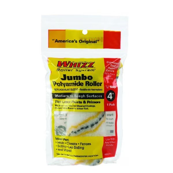 4 in Paint Roller Cover, 1/2" Nap, Polyamide Fabric, Whizz, Mfr#: 60011