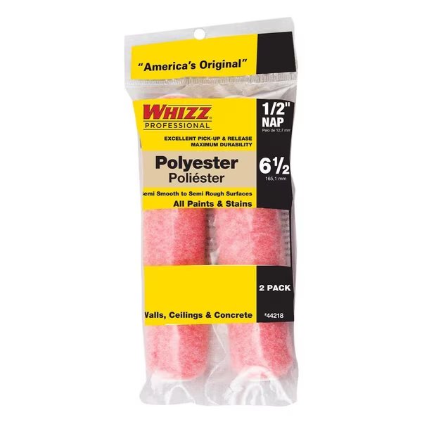 6.5 in Paint Roller Cover, 1/2" Nap, Polyester, Whizz, Mfr#: 44218