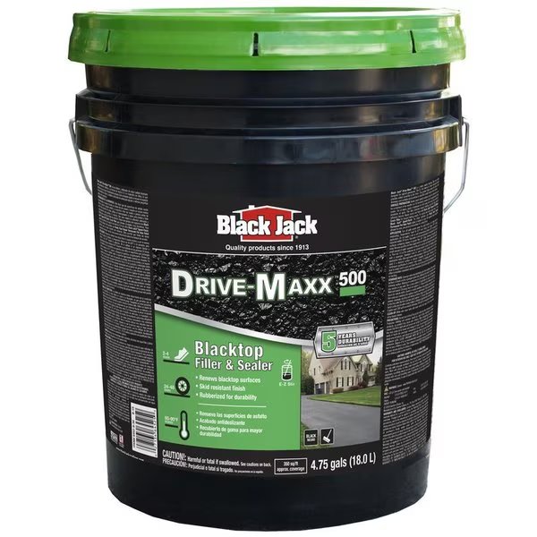 Drive-Maxx 500 Matte Black Water-Based Rubberized Asphalt Driveway Sealer 4.75 gal, Black Jack, Mfr#: 6452-9-30