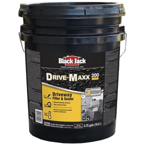 Drive-Maxx 200 Matte Black Water-Based Rubberized Asphalt Driveway Sealer 4.75 gal, Black Jack, Mfr#: 6451-9-30