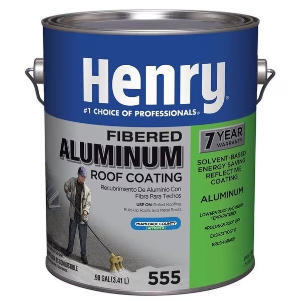 Smooth Aluminum Fibered Aluminum Aluminum Roof Coating 09 gal, Henry, Mfr#: HE555042