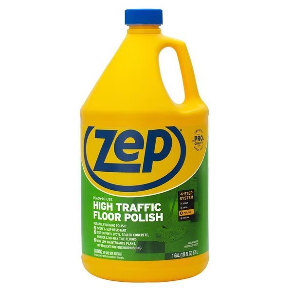 Professional Strength High Gloss High Traffic Floor Finish Liquid 128 oz, Zep, Mfr#: ZUHTFF128