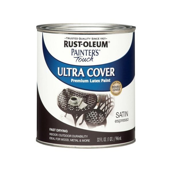 Rust-Oleum Painters Touch Ultra Cover Satin Espresso Protective Enamel Exterior & Interior 1 qt, Krud Kutter, Mfr#: 242018