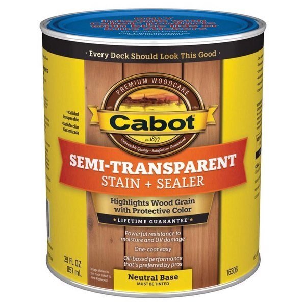 Low VOC Semi-Transparent Tintable Neutral Base Oil-Based Stain and Sealer 1 qt, Cabot, Mfr#: 140.0016306.005