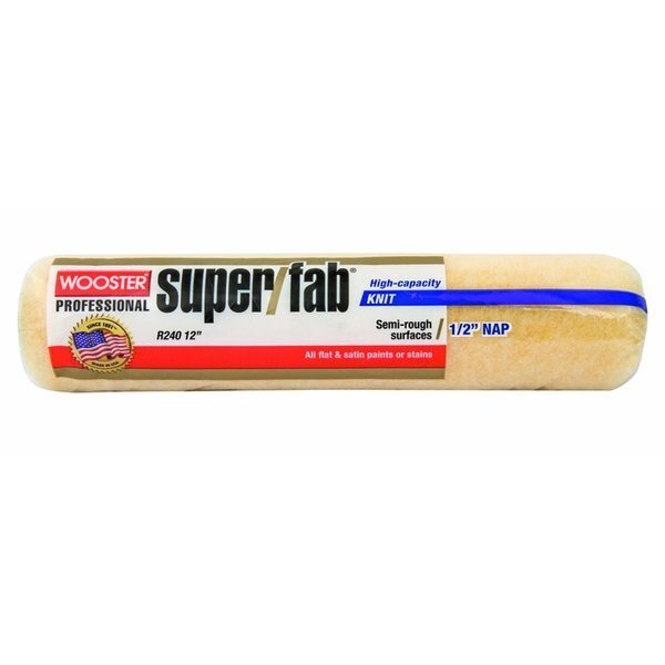 12 in Paint Roller Cover, 1/2" Nap, Knit, Wooster, Mfr#: R240-12