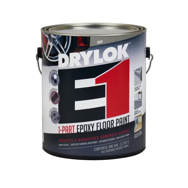 E1 Semi-Gloss Gray Acrylic Epoxy Blend Epoxy Floor Paint 1 gal, Drylok, Mfr#: 23713