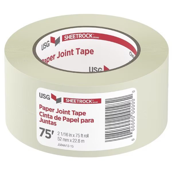 USG Sheetrock 75 ft. L X 2-1/6 in. W Paper White Self Adhesive Joint Tape, Usg, Mfr#: 380041