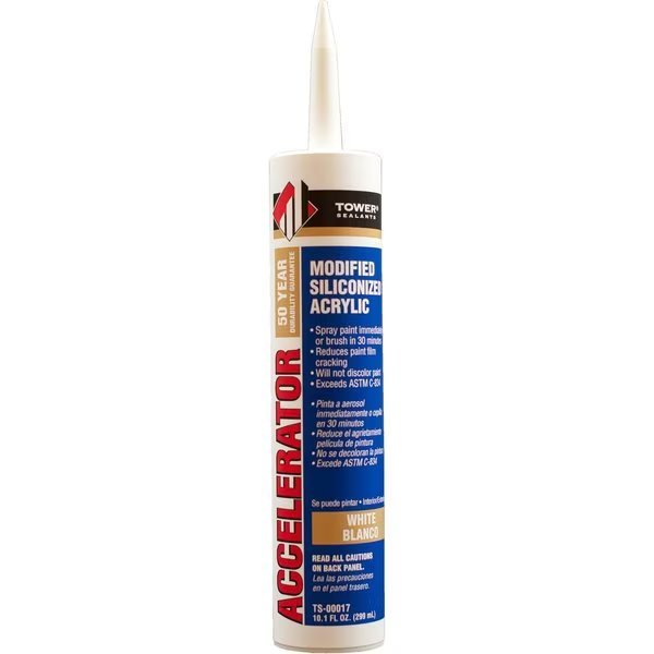 Accelerator White Modified Siliconized Acrylic Sealant 10.1 oz, Tower Sealants, Mfr#: TS-00017