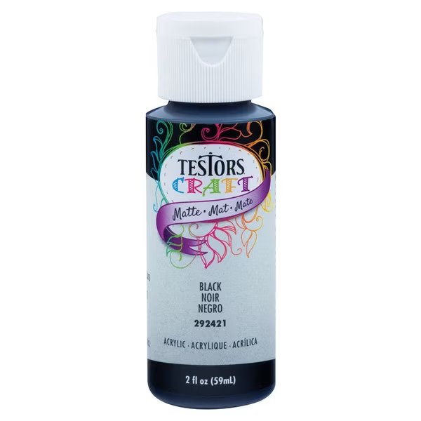 Craft Paint Mat Blk 2Oz, Testors, Mfr#: 292421A