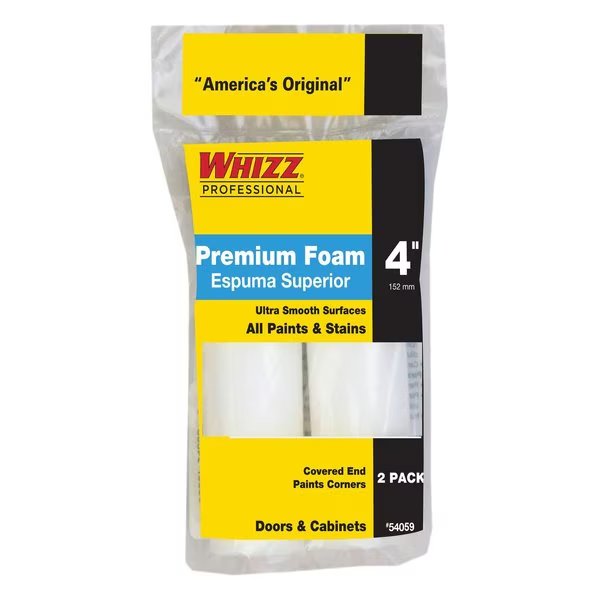 Foam 4 in. W X 1/2 in. Mini Paint Roller Cover , 2PK, Whizz, Mfr#: 54059