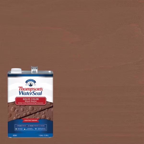 Wood Sealer Solid Chestnut Brown Waterproofing Wood Stain and Sealer 1 gal, Thompsons Waterseal, Mfr#: TH.093301-16