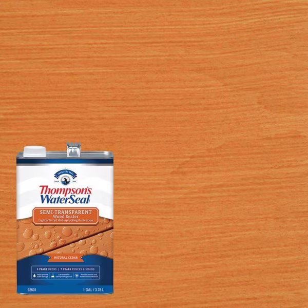 Semi-Transparent Natural Cedar Waterproofing Wood Stain and Sealer 1 gal, Thompsons Waterseal, Mfr#: TH.092601-16