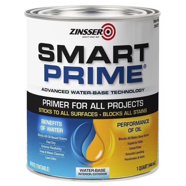 Zinsser Smart Prime White Water-Based Primer 1 qt, Krud Kutter, Mfr#: 249727