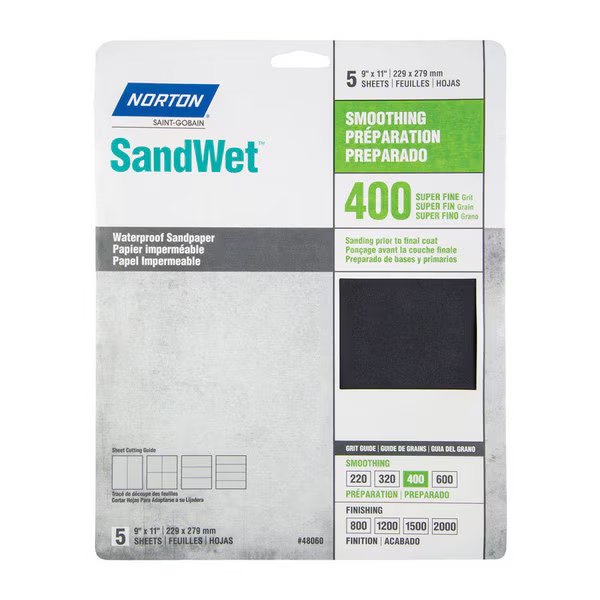 SANDPAPR 9X11"" 400G 5PK, Norton Abrasives, Mfr#: 7660748060