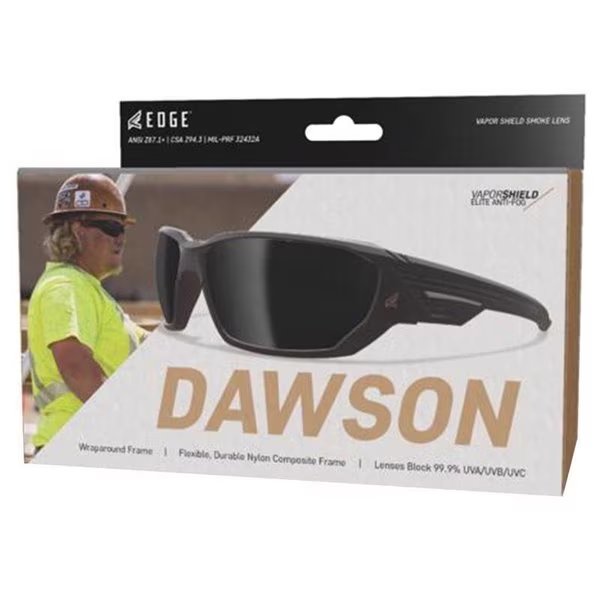 Dawson Anti-Fog Safety Glasses Smoke Lens Black Frame 1 pk, Edge, Mfr#: XD416VS-SL