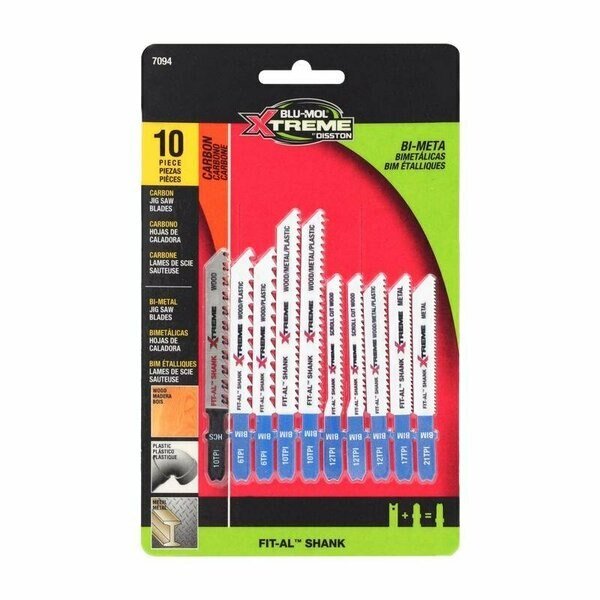 JIG SAW BLADE SET 10PC, Blu-Mol Xtreme, Mfr#: E0217094