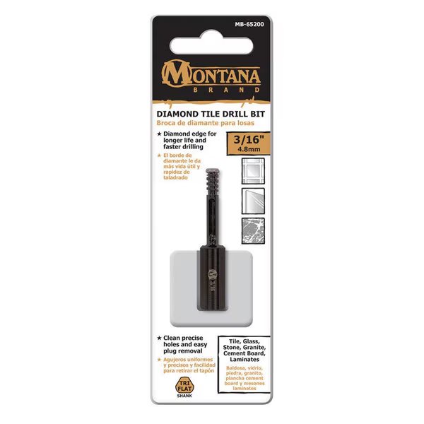 TILE DRILL BIT3/16"" DIAM, Diamond Tile, Mfr#: MB-65200