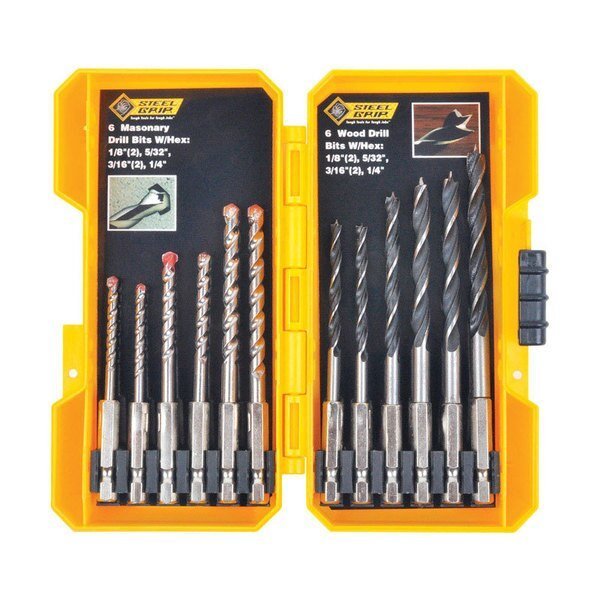 Pwr Drl Accssry Set 12Pc, Steel Grip, Mfr#: DR62511A