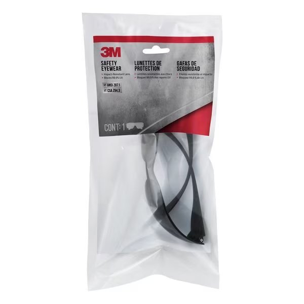 3M Safety Glasses Gray Lens Gray Frame 1 pc, Scotch, Mfr#: 90954H1-DC-20