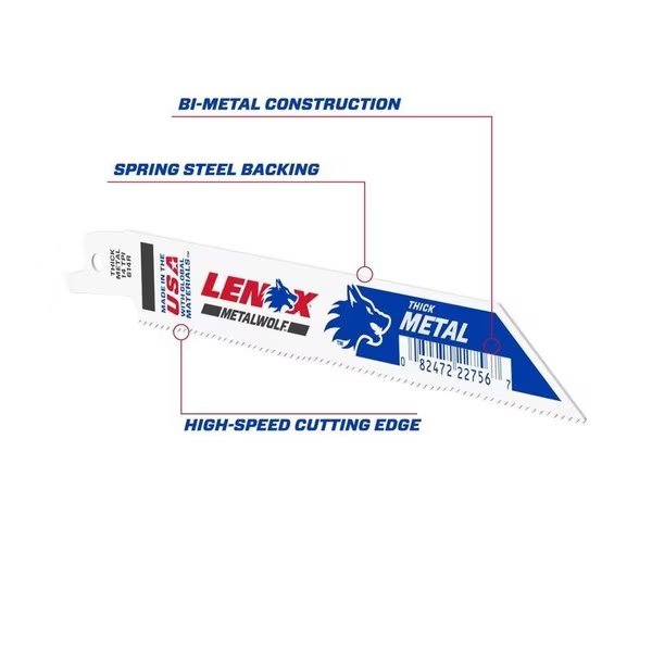 LENOX METALWOLF 6 in. Bi-Metal WAVE EDGE Reciprocating Saw Blade 14 TPI 1 blade, Irwin, Mfr#: 22756OSB614R