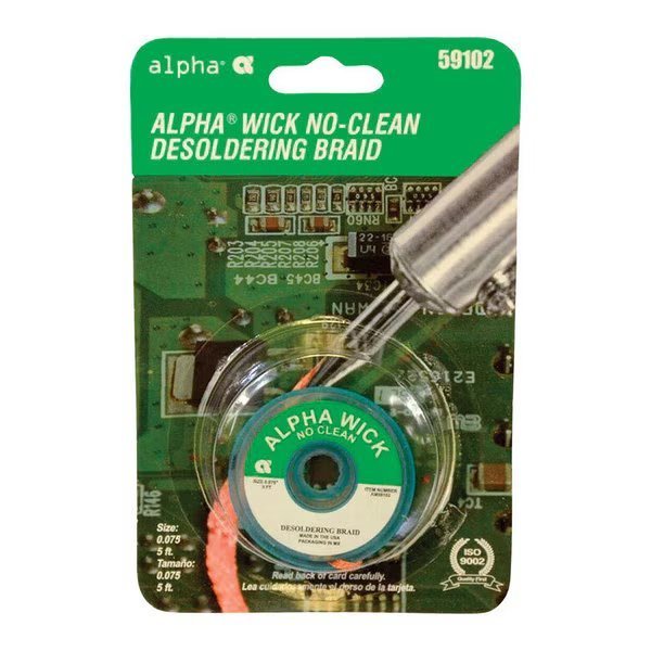 Noclean Desolderng Braid, Alpha Metals, Mfr#: AM59102