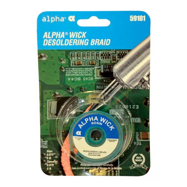 Rosin Desoldering Braid, Alpha Metals, Mfr#: AM59101