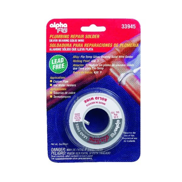 3 oz Lead-Free Plumbing Solder 0.125 in. D Silver-Bearing Alloy 1 pc, Alpha Fry, Mfr#: 33945